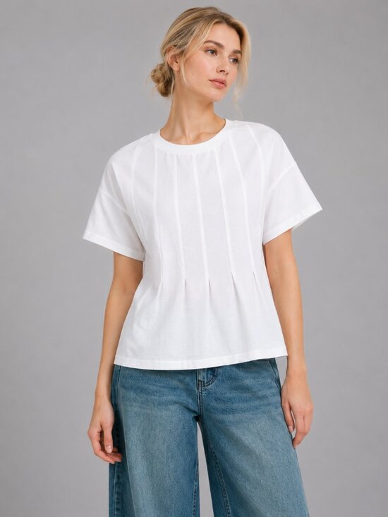 Tops - Women’s White Cotton Crew Neck Loose Fit Casual Short Sleeve T-Shirt Top